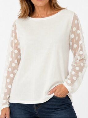 Loft Outlet Lightweight Cotton Blend Sweater with Sheer 3/4 Sleeve